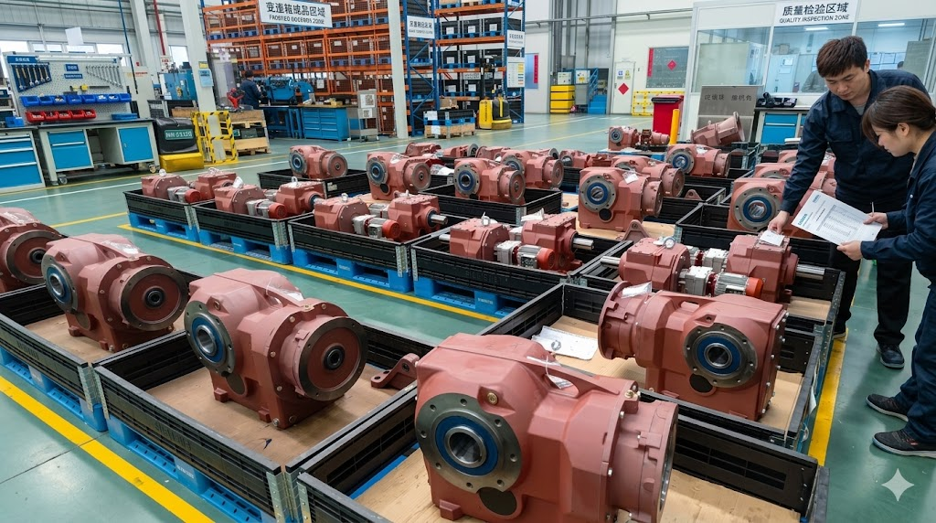 Loading area for industrial gearboxes exported globally by WE DRIVE
