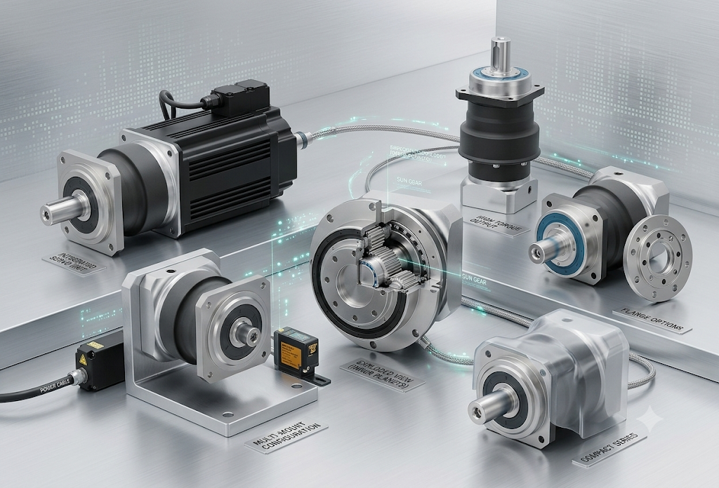 Tabel Desain dan Ukuran Gearbox Planetari Neugart